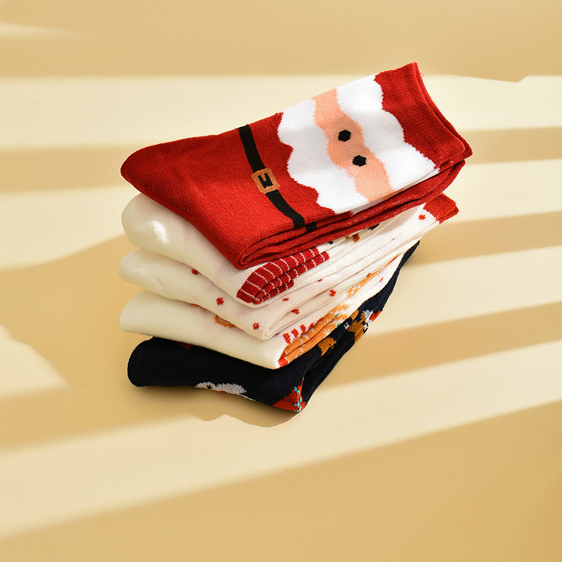 Christmas Holiday Socks Fashion Cotton Middle Tube Sock Festive Crew Socks